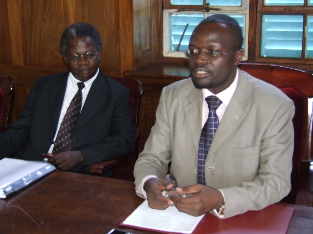 Prof. Baryamureeba (R) and Prof. Togboa at the meeting