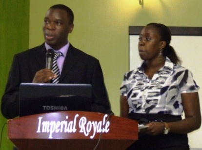 L-R Paul Musasizi and Proscovia Nakazinga co-hosts