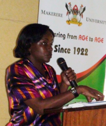 Dr. Nora Mulira, Dir. DICTS makes her remarks at the Launch