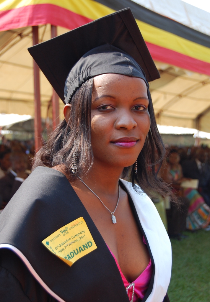 Ms. Barbara Nansamba, the best overall student of the 61st Graduation