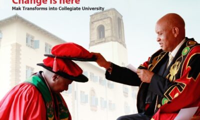 Cover page of the Mak News Magazine Jan-Jun 2011 Issue with the Chancellor, Prof. Mondo Kagonyera (R) conferring an Honorary Doctor of Laws upon the President, H.E. Yoweri Kaguta Museveni (L) on 12th December 2010 at the Freedom Square, Makerere University.