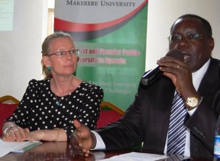 L-R Rockefeller Foundation Vice President, Heather Grady and Rockefeller Foundation Nairobi Office Managing Director James Nyoro during the visit to Makerere University July 4th 2011
