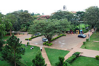 The Freedom Square and Main Building as seen from the College of Business and Management Sciences (CoBAMS), Makerere University, Kampala Uganda, November 2012