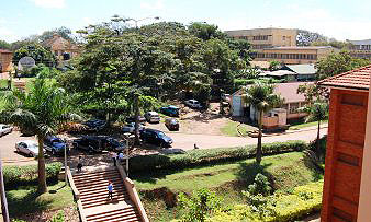 View of the College of Engineering, Design, Art and Technology (CEDAT) Parking Lot, from the New Block, Makerere University, Kampala Uganda