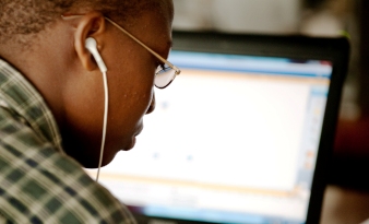 A Student in one of the Computer Labs, Block B, College of Computing and Informatino Sciences (CoCIS), Makerere University, Kampala Uganda