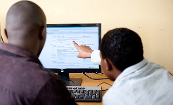 Students in one of the Computer Labs, Block B, College of Computing and Informatino Sciences (CoCIS), Makerere University, Kampala Uganda