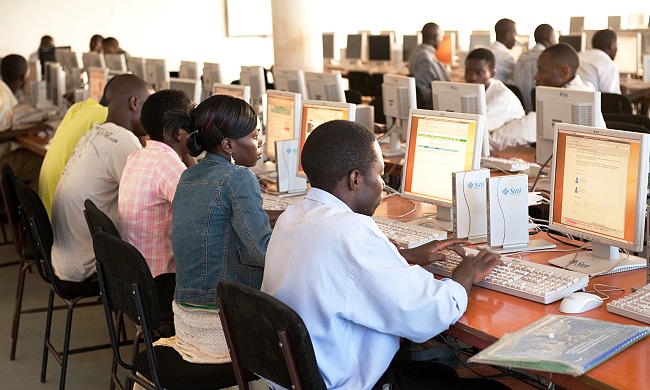 Students in a Computer Lab at the College of Computing and Information Sciences (CoCIS), Block B, August 2010, Makerere University, Kampala Uganda