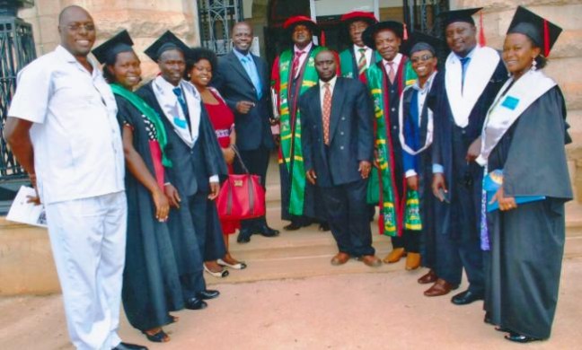 Tullow Sponsored Graduates With Tullow Representative and Former Supervisors at the 64th Graduation 28th-31st January 2014, Makerere University, Kampala Uganda