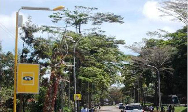 A sample of solar powered Street lights to be installed by SHARP Electronics at Makerere University Main Campus