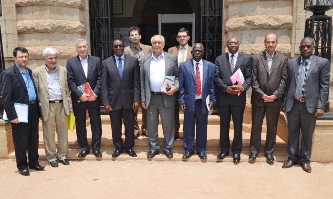 Uganda's Ambassador to Iran-H.E. Dr. Mohammad Ahmed Kisule (4th R) VC-Prof. John Ddumba-Ssentamu (4th L), Mr. Akbar Tohidlou-Cultural Counsellor, Iran Embassy in Kampala, with the delegation from Isfahan, Azad University, Iran and Ministry of Foreign Affairs Officials after the meeting on 25th August 2014, Makerere University, Kampala Uganda