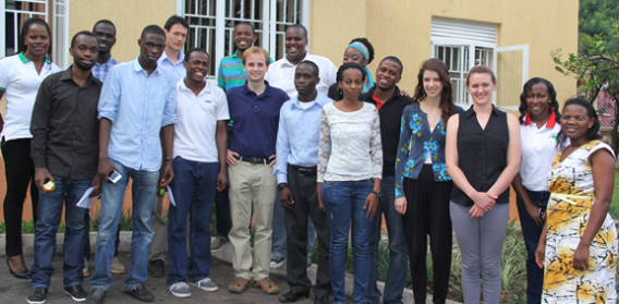 Students on internship from Makerere University, College of William and Mary, Texas A&M and Southern Illinois University pose for a group photo with some of the RAN staff at the RAN Office Premises, School of Public Health, CHS, Makerere University, Kampala Uganda. Image courtesy RAN-MakSPH