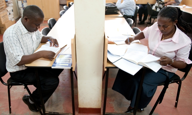 Students in the Sir Albert Cook Memorial Library, August 2010, College of Health Sciences (CHS), Makerere University, Kampala Uganda