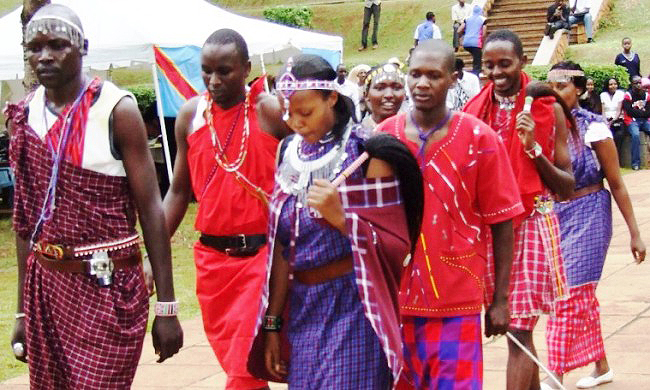 Masai Students participate in the International Students' Cultural Day, Makerere University, Kampala Uganda