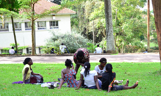 Students at the Main Library, Makerere University