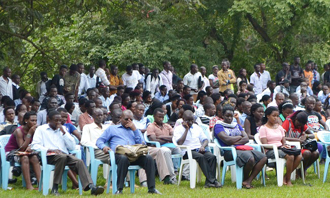 First Year Students attend the Freshers Orientation Week, 18th August 2014, Freedom Square, Makerere University, Kampala Uganda