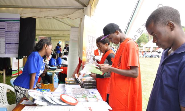 Students tour the Exhibition during the Mak@90 Grand Finale Celebrations, 3rd August 2013, Freedom Square, Makerere University, Kampala Uganda