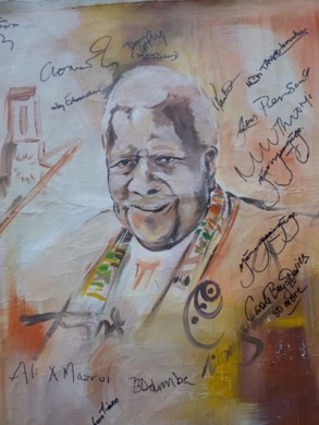 A portarit of Prof. Ali Mazrui painted by Rowland Tibirusya
