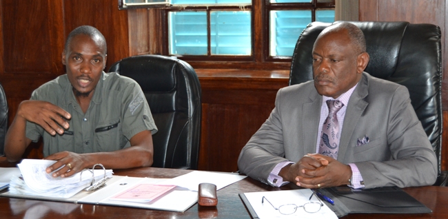 (R-L) The Chairperson, Prof. Barnabas Nawangwe and the Secretary, Dr. Winston Tumps Ireeta at the meeting