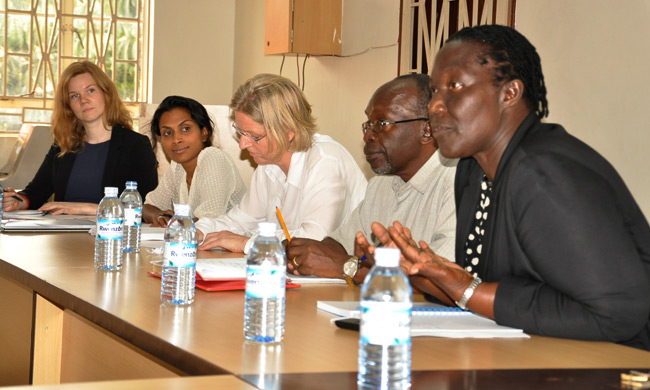 R-L Dr. Elizabeth Bwanga, Professor Oryem Origa and the NORAD delegation.