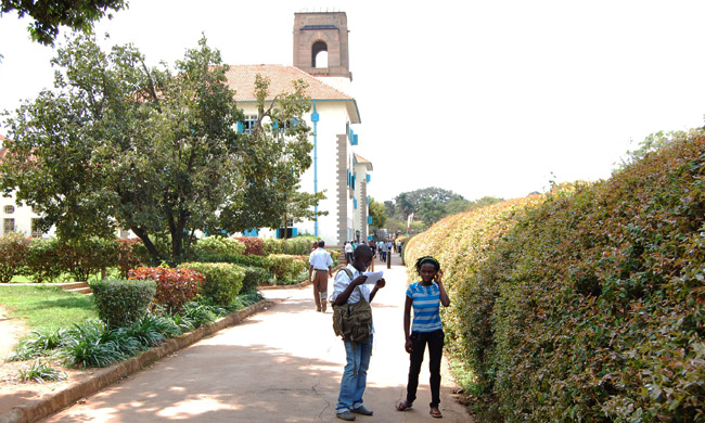 Students near Main Hall, Makerere University