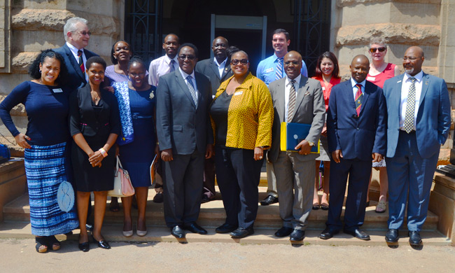 Officals from Drexel University -Philadelphia PA and Makerere University pose for a photo after the signing of the MoU.