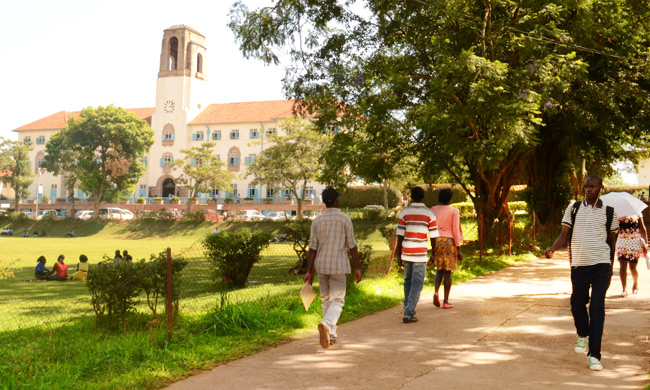 Students at Makerere University Main Campus.