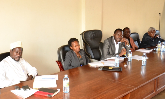 L-R: Immam Kasozi, Dr. Sarah Ssali-WGS,CHUSS, Moderator-Mr. Yusuf Kiranda, Mr. Mwambutsya Ndebesa-CHUSS, and Assoc. Prof. Deusdedit Nkurunziza-CHUSS at the UNIFOG-KAS on Multidenominational Uganda, 27th March 2015, Makerere University, Kampala Uganda