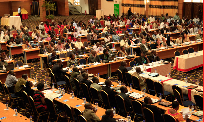 The audience at Hotel Africana-Kampala during the plenary session of the Sida International Conference April 20th, 2015.