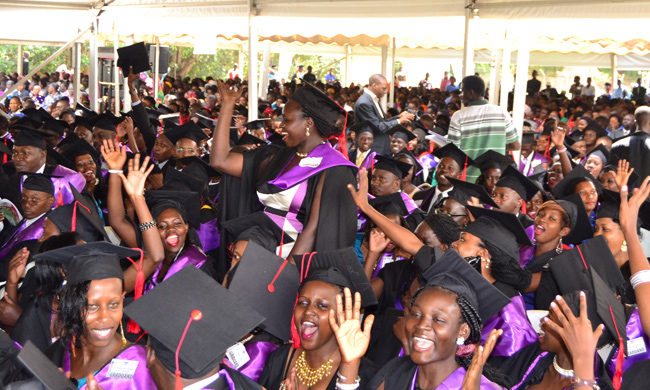Makerere University Graduands at the 65th Graduation Ceremony  in Freedom Square, January 2015.