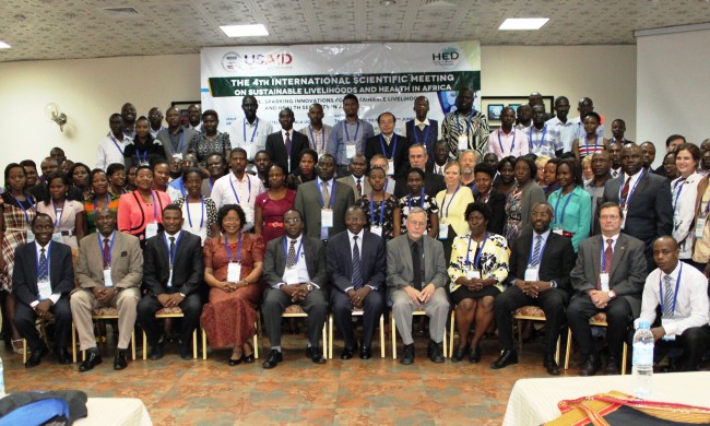 Prof. John David Kabasa-Principal CoVAB and Prof. Bernard Bashaasha-Principal CAES (Seated Centre) with other participants at the RAMELHA Launch, 19th June 2015, Imperial Royale, Kampala Uganda