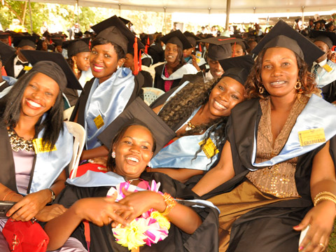 Ecstatic students at the 65th Graduation ceremony in Freedom Square.