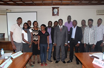 Makerere University Vice Chancellor, Prof. John Ddumba-Ssentamu with some of the MasterCard Foundation Scholars.