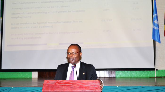 The Deputy Governor Bank of Uganda, Dr. Louis Kasekende giving a key note address at a High level policy dialogue on Uganda’s economy at Makerere University on 3rd Nov. 2015