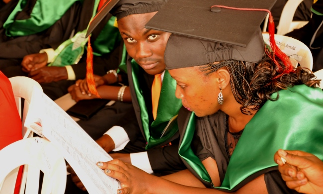 Graduands from the College of Agricultural and Environmental Sciences (CAES) attend the Day1 of the 65th Graduation, 21st January 2015, Freedom Square, Makerere University, Kampala Uganda