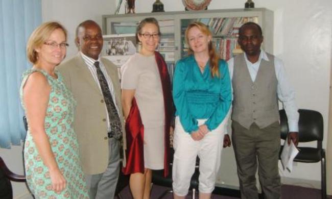 The CoNAS Principal-Prof. JYT Mugisha (2nd L) and Deputy Principal-Dr. John Mango (R) with USAID officials during their visit in 2013 to share more about EMOS' support to Ugandan Institutions to manage and respond to the environmental impacts of the oil and gas industry