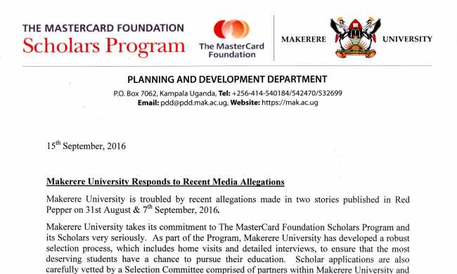 Makerere University Response to Recent Media Allegations-MCFSP