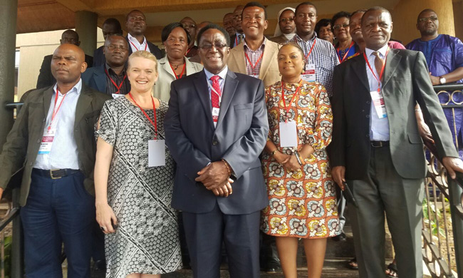 Participants pose for a group photo with Mak Vice Chancellor, Prof. John Ddumba-Ssentamu(Centre).