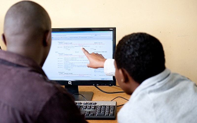 Students in one of the Computer Labs, Block B, College of Computing and Informatino Sciences (CoCIS), Makerere University, Kampala Uganda
