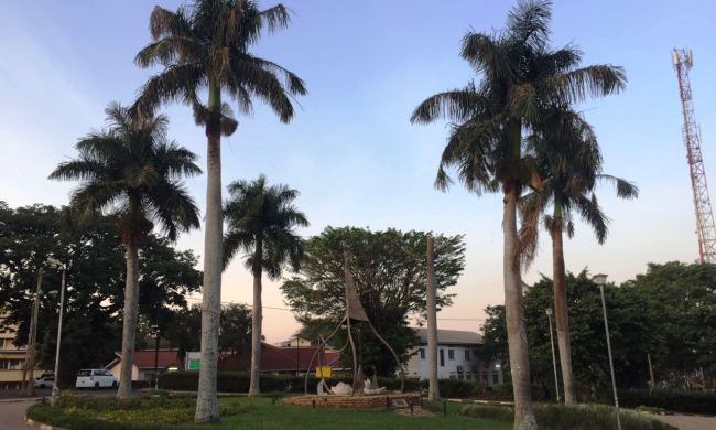 The 75th Anniversary Monument at the College of Natural Sciences-School of Statistics roundabout as seen on 21st December 2016, Makerere University, Kampala Uganda