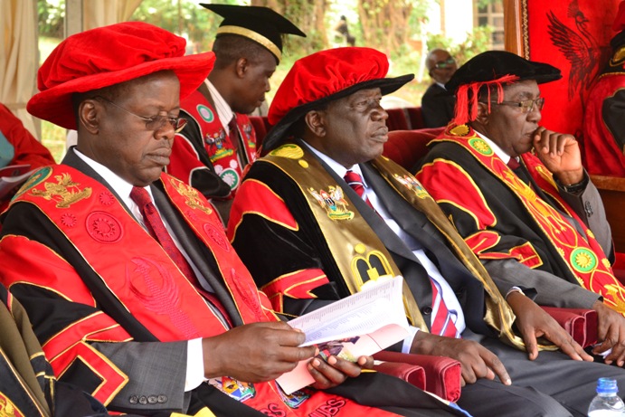 L-R Prof. Waswa Balunywa, Principal at Makerere University Business School, Dr.Charles Wana Etyem - Chairperson Makerere University Council and Prof. John Ddumba-Ssentamu