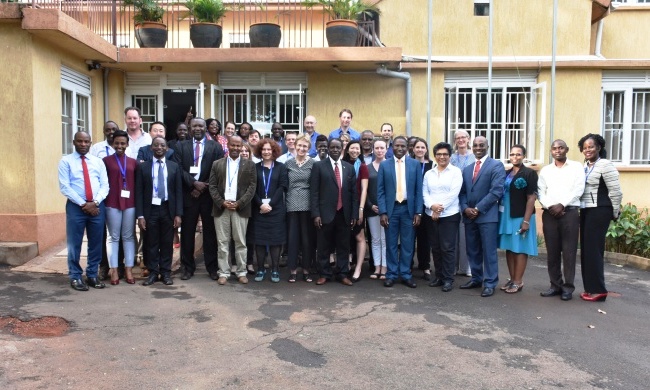 Prof. William Bazeyo-Dean Makerere University School of Public Health and RAN Chief of Party (C) poses with particpants in the Third Resilience Resilience Community of Practice (CoP) Convening, 28th March 2017, MakSPH, Makerere University, Kampala Uganda