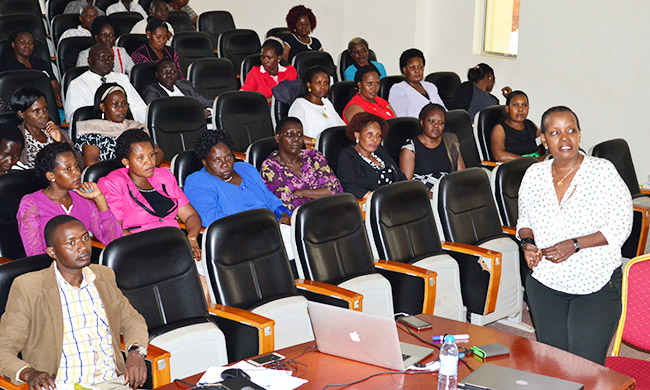 Mrs Mary Tizikara, The Director Human Resources delivering a presentation titled 'Dealing with Pressure and Stress'