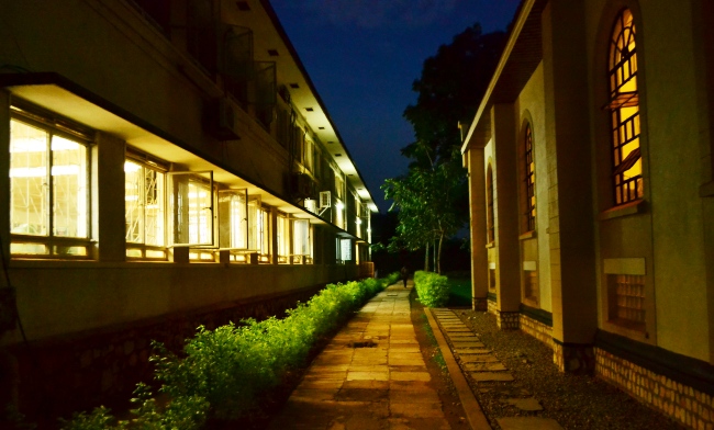 The pathway between St. Augustine Church and the College of Agricultural and Environmental Sciences (CAES) as seen 9th March 2017, Makerere University, Kampala Uganda.