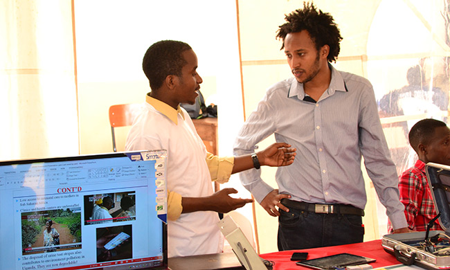 Some innovators during  at a RAN Exhibition on 6th April 2017 at Main Building, Makerere University