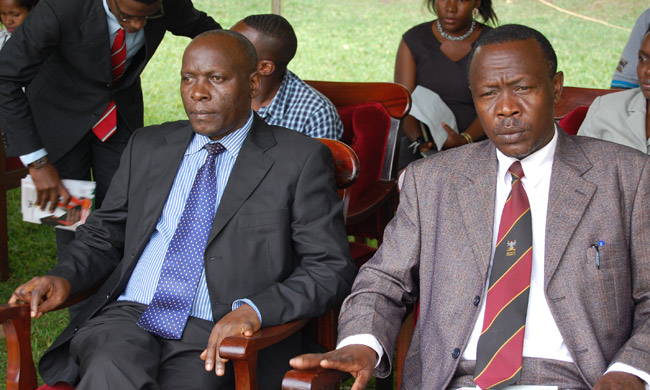 [L-R] Mr. Charles Ssentongo - Ag. Deputy Registrar,Undergraduate Admissions & Records and Mr Namoah Masikye - Academic Registrar, Makerere University during 2013/14 Freshers Orientation held on 9th Sept 2013