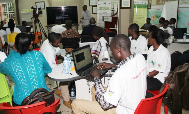 Teams hard at work during the 4th Edition of the RAN-AidData GIS Hackathon, 28th July 2017, RAN Kololo Office, MakSPH, Makerere University, Kampala Uganda