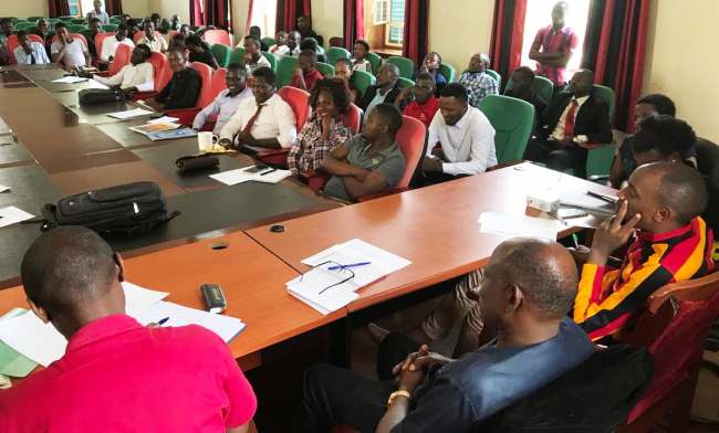 The Vice Chancellor-Prof. Barnabas Nawangwe interfaces with the Students' Guild during the 6th Guild Session, 18th November 2017, Senior Common Room, Makerere University, Kampala Uganda