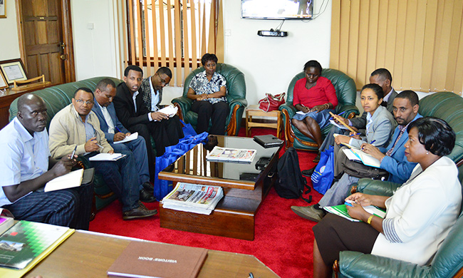 The delegation from Wollega University at the meeting with Acting Vice Chancellor Dr. Ernest Okello Ogwang