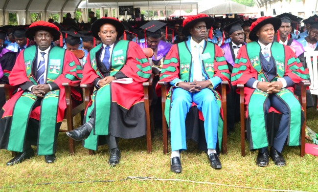 PhD Graduands (foreground) and Masters Graduands (background) on Day 4 of the 67th Graduation Ceremony, 24th February 2017, Makerere University, Kampala Uganda.