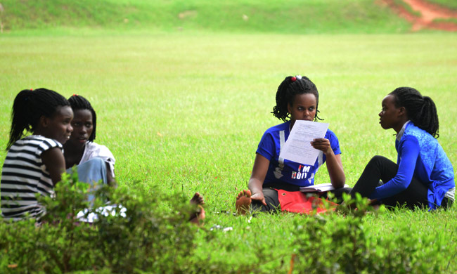 Students revise for examinations in Freedom Square. Picture taken on 23rd November 2017.